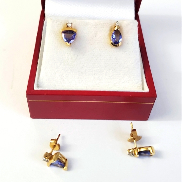 Watch Video / 14K Gold Tazanite and Diamond Earring Choose Which - Picture 3 of 13